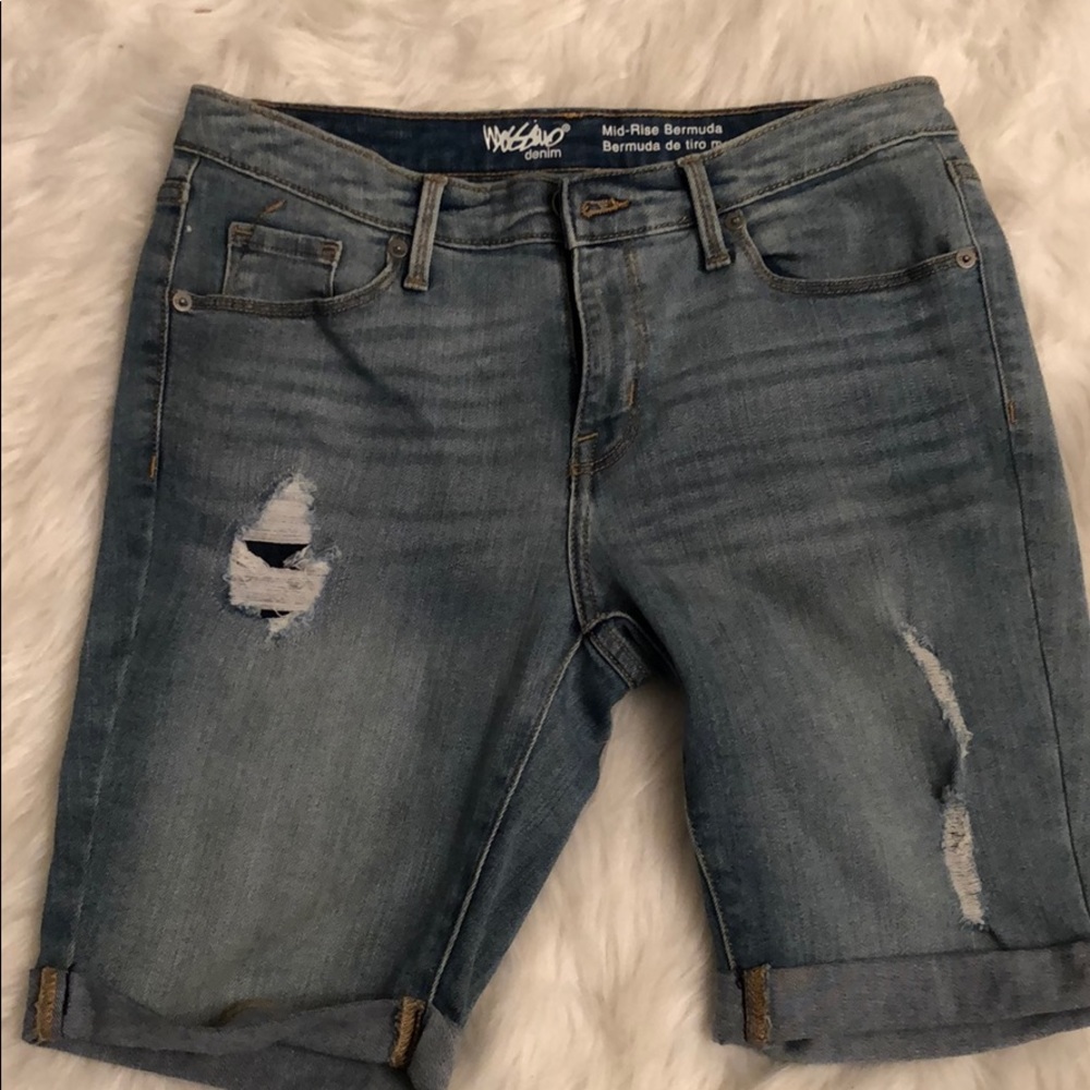 Denim•Mid-Rise•Blue Jeans Shorts•Unique Fasion